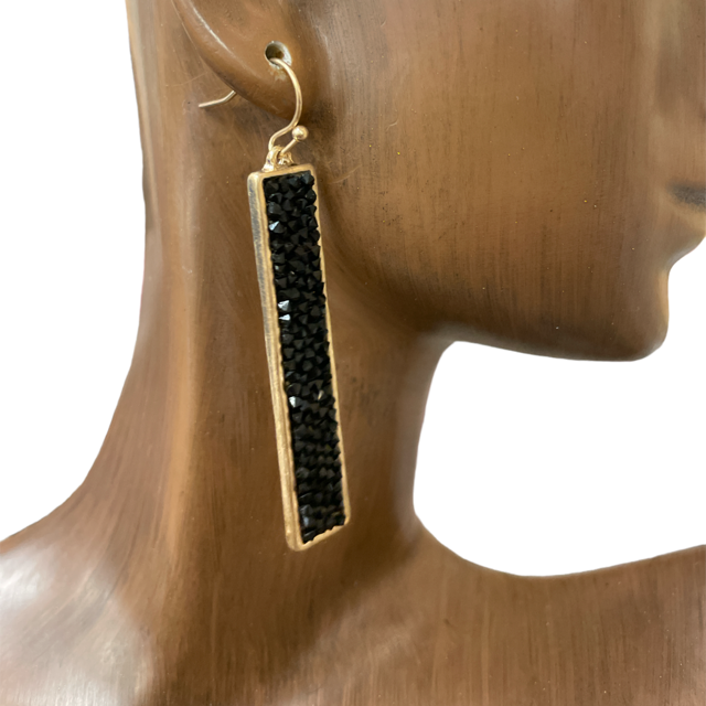 HE2913 RECTANGLE GLITTERY EARRINGS