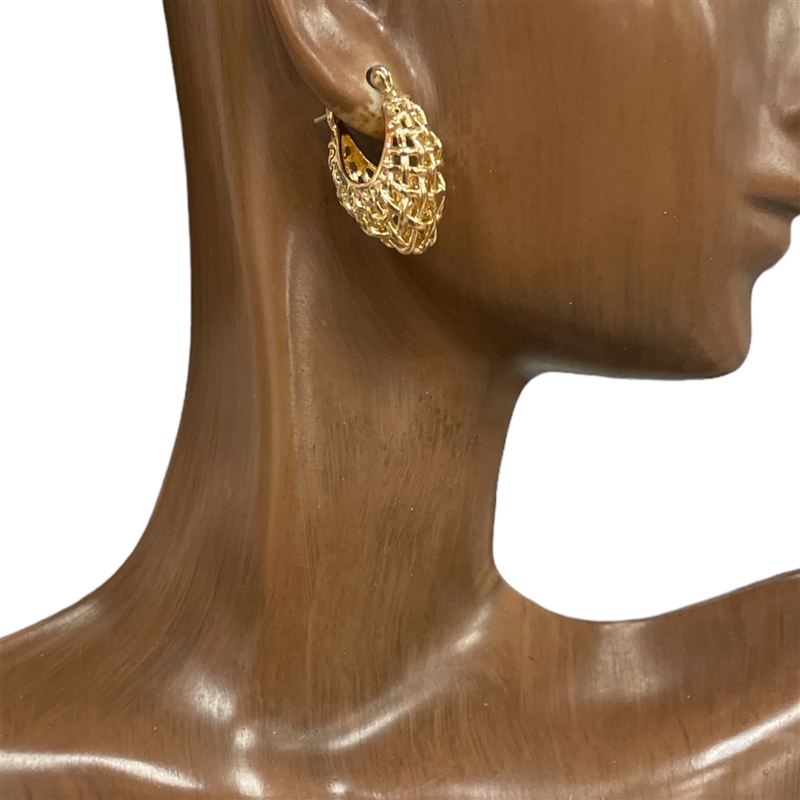 HE3100BK   BASKET HOOP SMALL EARRINGS