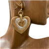 HE3148  HAMMERED TWO TONE  DOUBLE  HEART EARRINGS