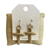 HE3197 MATTE GOLD DANGLE CROSS EARRINGS