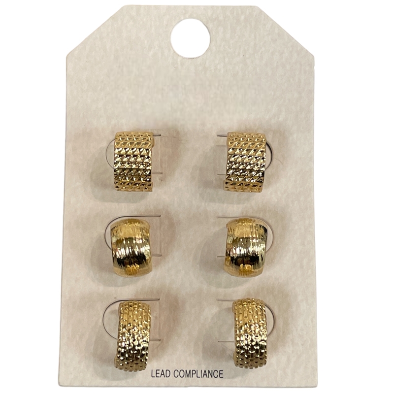 HE3358 SMALL OPEN HOOP 3PCS SET EARRINGS