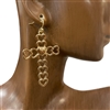 HE3374 HEART CROSS  EARRINGS