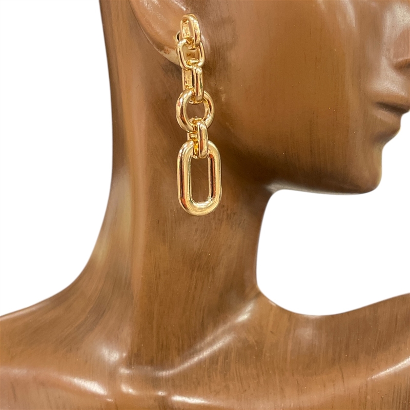 HE3387 GEOMETRIC CHAIN LINK EARRINGS