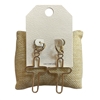 HE3391 GOLD OPEN CROSS DROP RHINESTONE HUGGIE EARRINGS