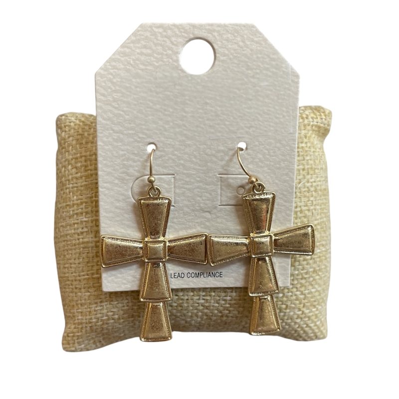 HE3430 SQUARE CROSS DANGLE EARRINGS