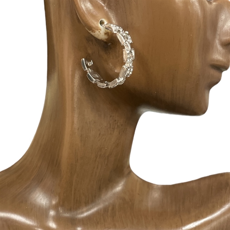 HE3648  CHAIN LINK OPEN HOOP EARRINGS