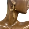 HE3673 JAGGED HAMMERED CROSS EARRINGS