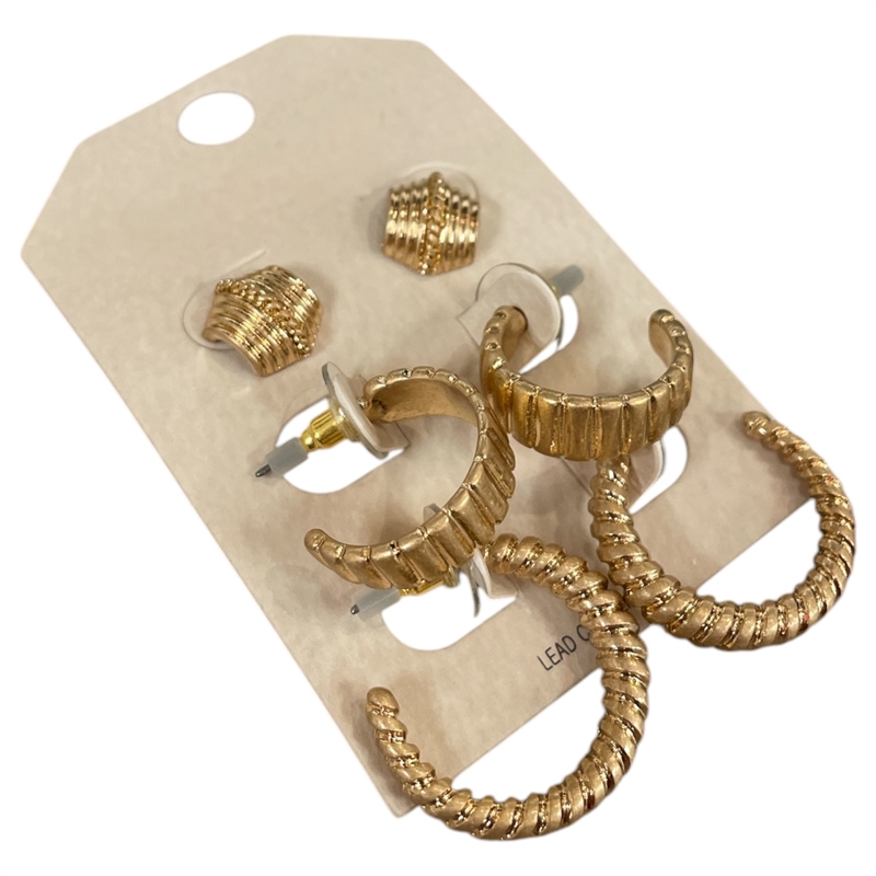 HE3746 ANTIQUE SMALL HOOP 3PCS SET EARRINGS