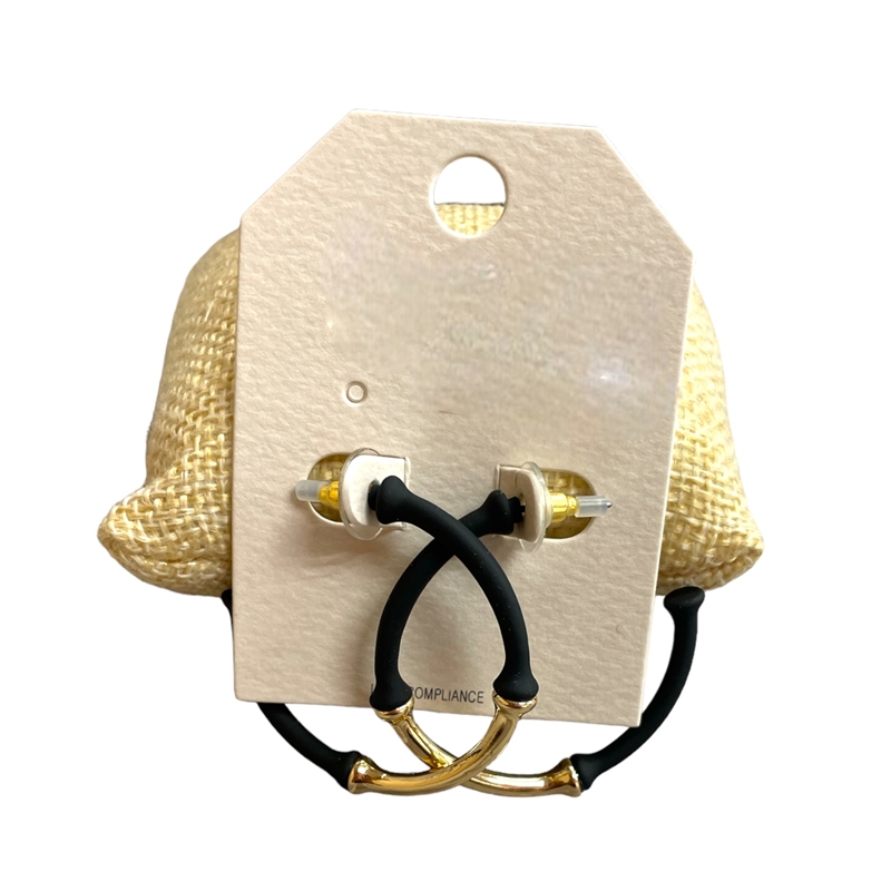 HE3982 TWO TONE OPEN HOOP EARRINGS