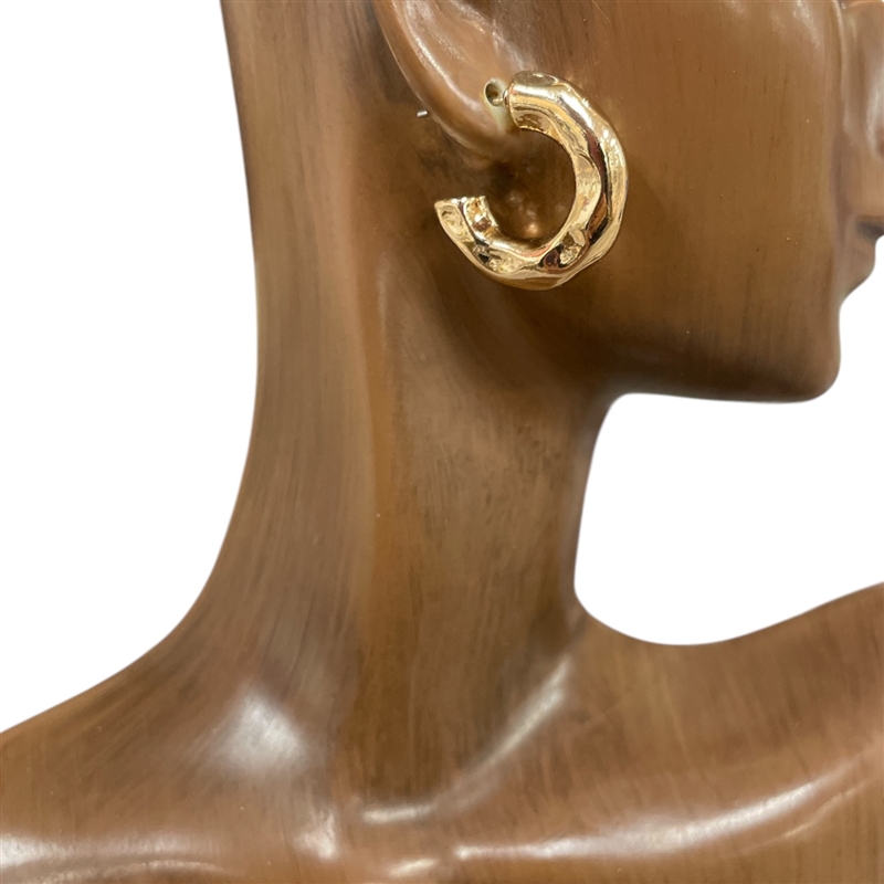 HE4003 TEXTURED CHUNKY SMALL HOOP EARRING