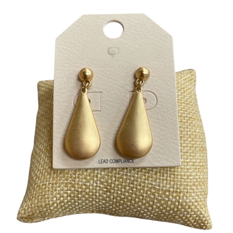HE4123 SMALL MATTE GOLD TEARDROP EARRINGS