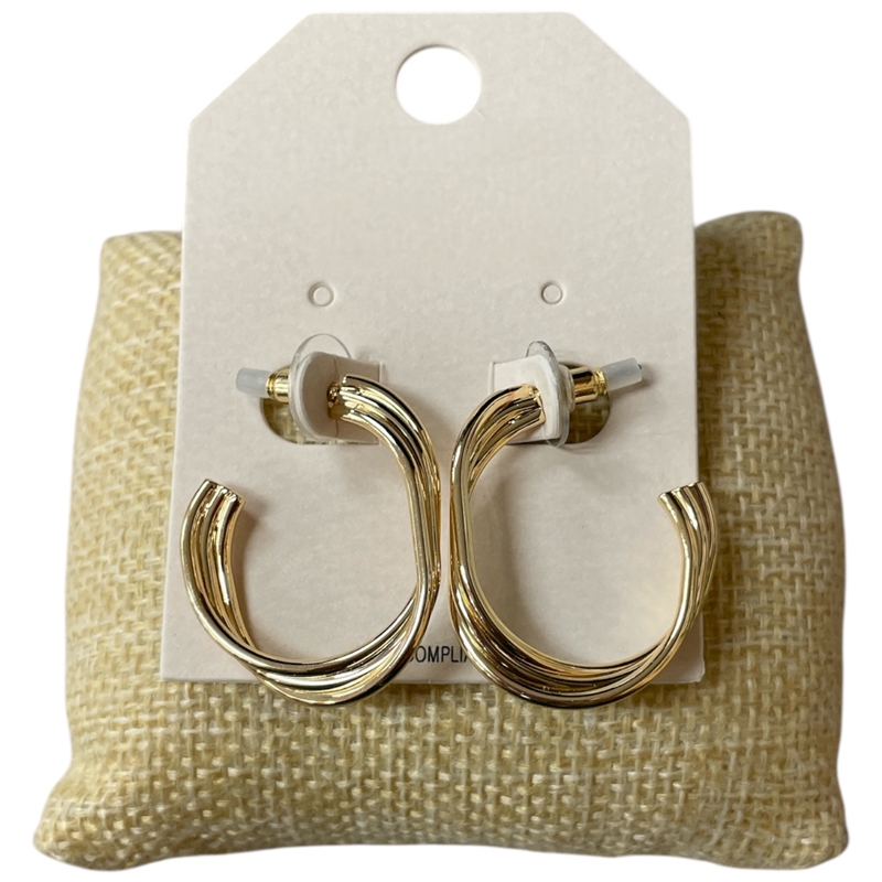 HE4152  BRASS PLATED TWISTED HOOP EARRINGS