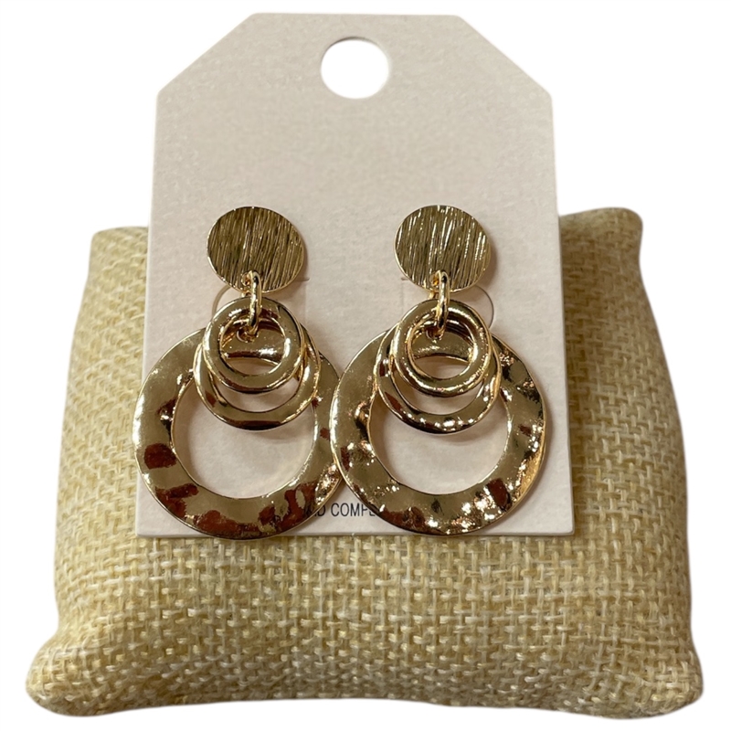 HE4154   HAMMERED 3 CIRCLES EARRINGS