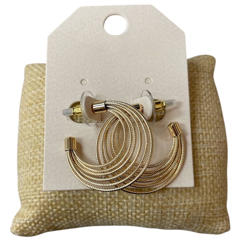 HE4158 TEXTURED SIX STRAND SMALL HOOP EARRINGS