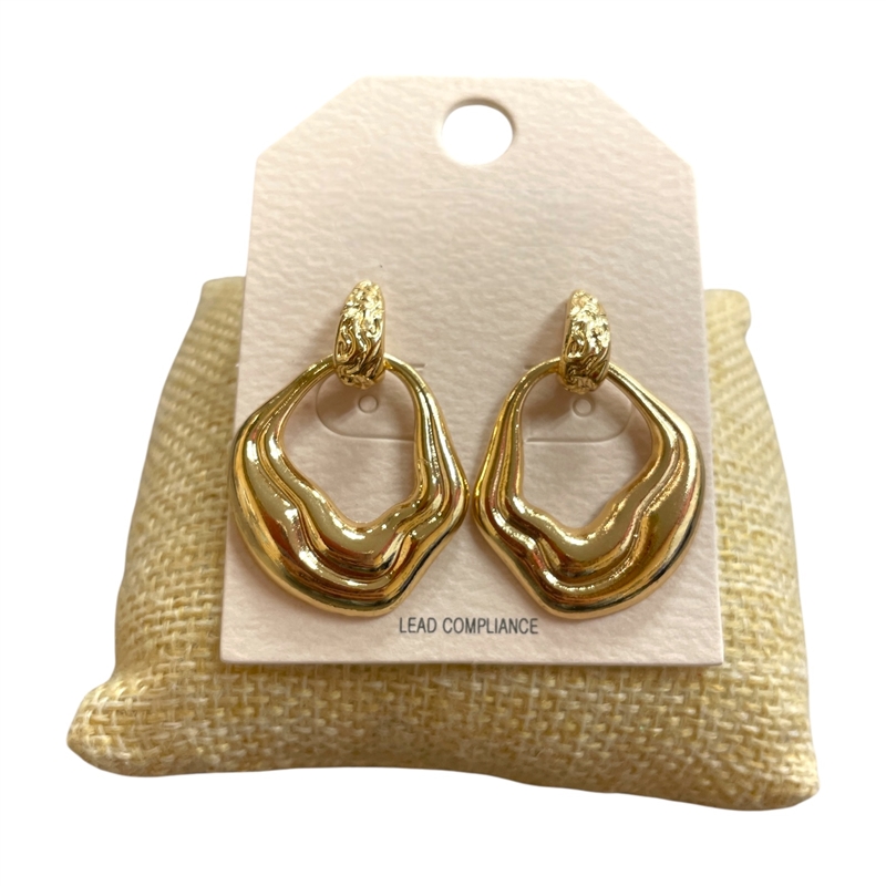 HE4194 GOLD SQUIGGLE POST HOOP EARRINGS