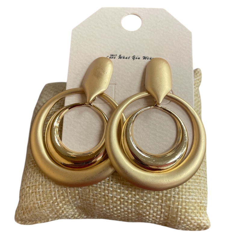 HE4199  MATTE DOUBLE HOOP  EARRINGS
