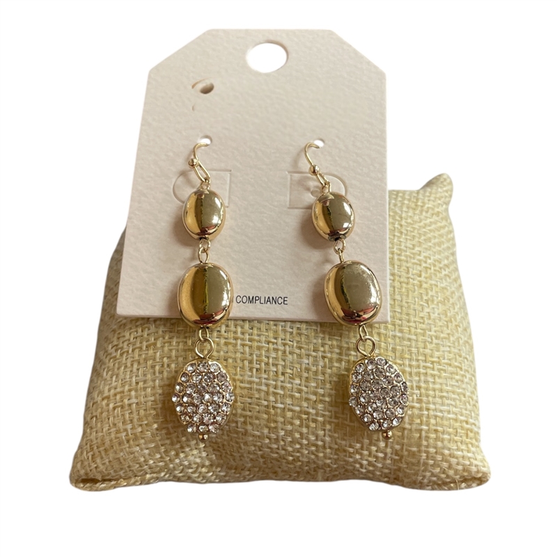 HE4210 BEADED BALL & RHINESTONE EARRINGS