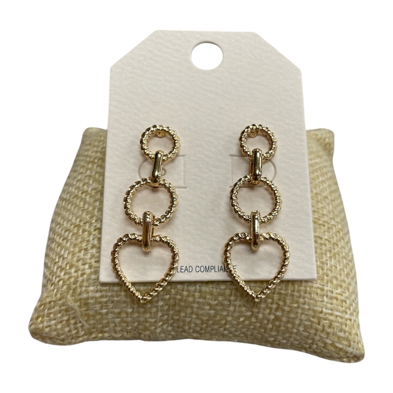 HE4278 HAMMERED CIRCLE AND HEART EARRINGS