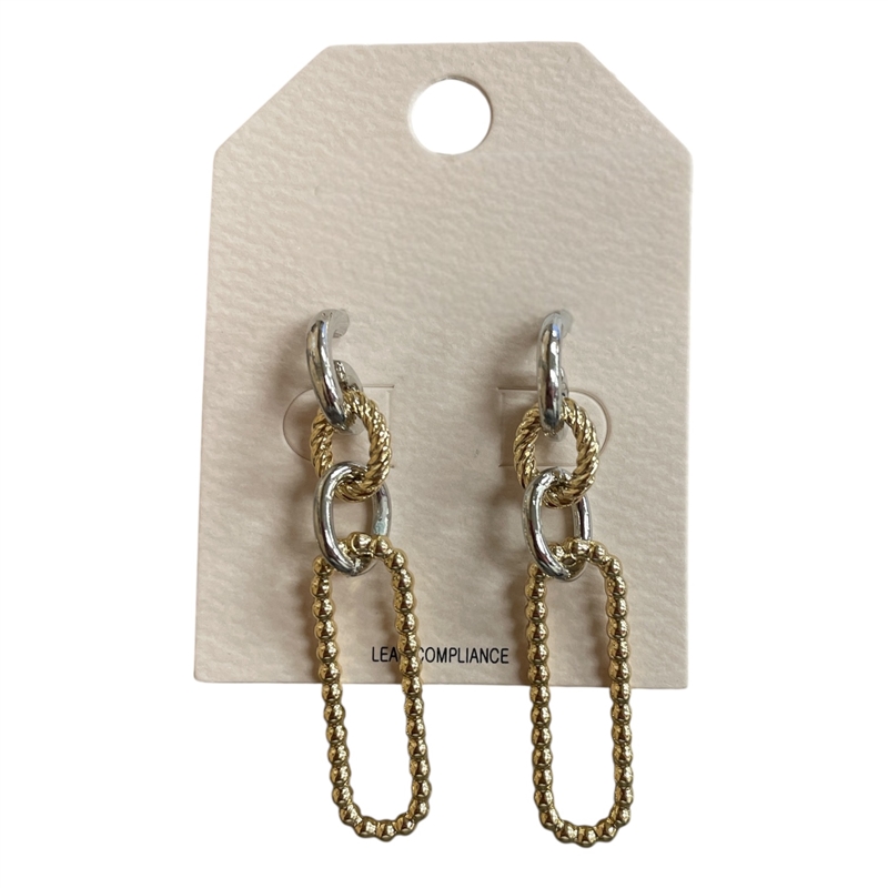 HE4362 HAMMERED CIRCLE & RECTANGLE EARRINGS
