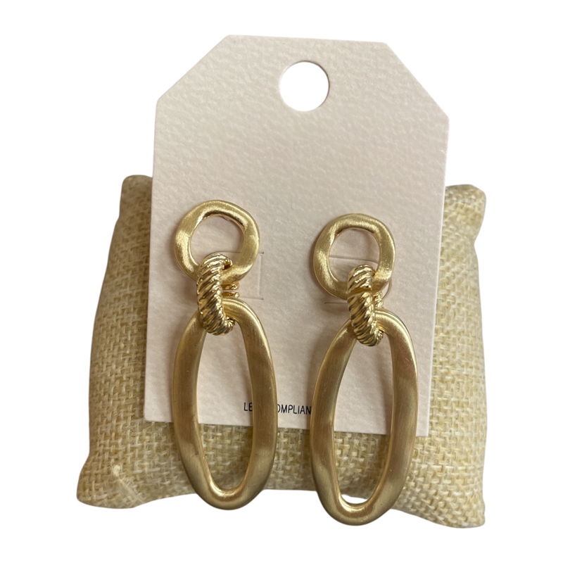 HE4367 MATTE CIRCLE & OVAL DANGLE EARRINGS