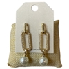 HE4382 ROPE LINK PEARL DROP DANGLE EARRINGS