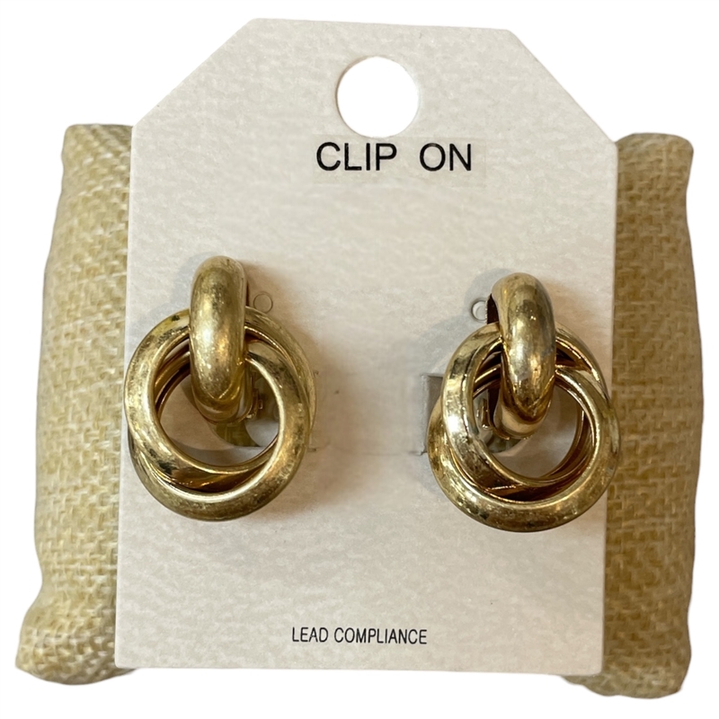 HE4385 MATTER KNOTTED CIRCLE CLIP ON EARRINGS