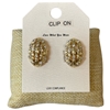 HE4387 RHINESTONE PATTERN OVAL CLIP ON EARRINGS