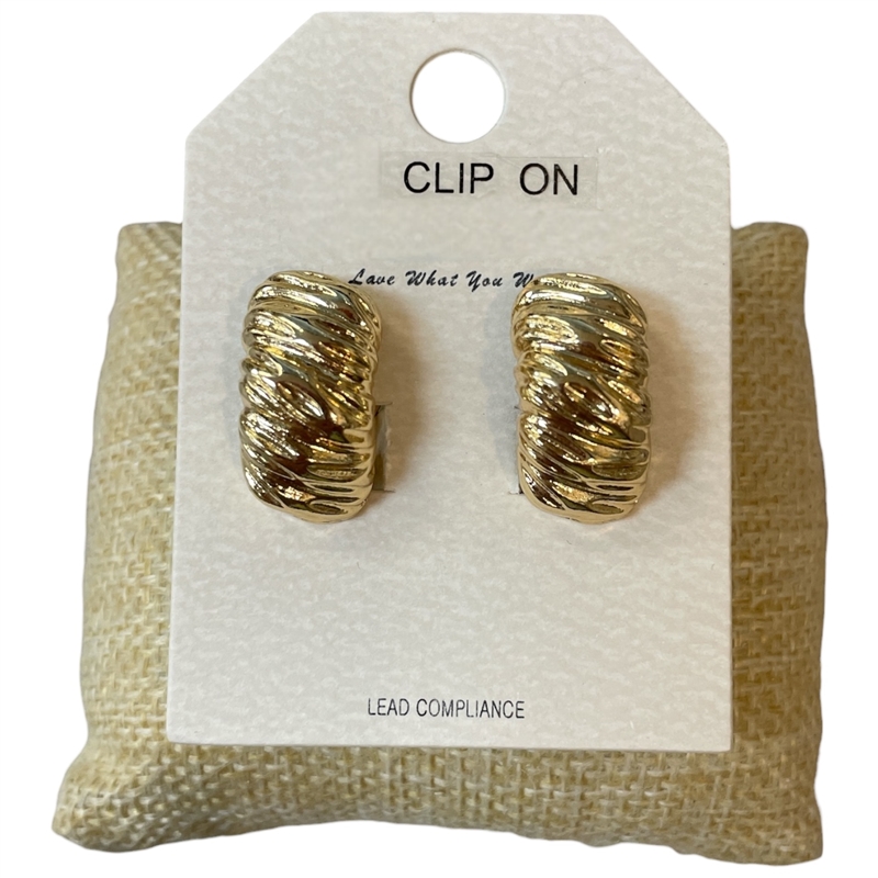 HE4388 WRINKLED TEXTURE CLIP ON EARRINGS