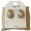 HE4389P GOLD PEARL PATTERN OVAL CLIP ON EARRINGS
