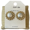 HE4392 GOLD & SILVER PATTERN CIRCLE CLIP ON EARRINGS