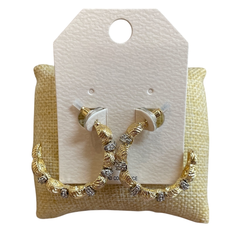 HE4412 HAMMERED BUBBLE OPEN HOOP EARRINGS