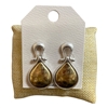 HE4417 MATTE TWO TONE HAMMERED TEARDROP POST EARRINGS