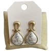 HE4417-1 MATTE TWO TONE HAMMERED TEARDROP POST EARRINGS