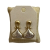 HE4418 MATTE TWO TONE TEARDROP POST EARRINGS