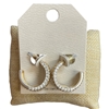 HE4443 TWO TONE DOUBLE HAMMERED OPEN HOOP EARRINGS