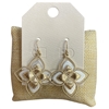 HE4457 TWO TONE DANGLE CLOVER HAMMERED EARRINGS
