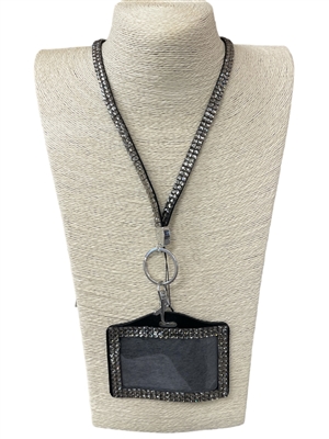 HL30H  HEMATITE  BLING LANYARD ID HOLDER