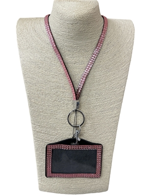 HL30LP LIGHT PINK BLING LANYARD ID HOLDER