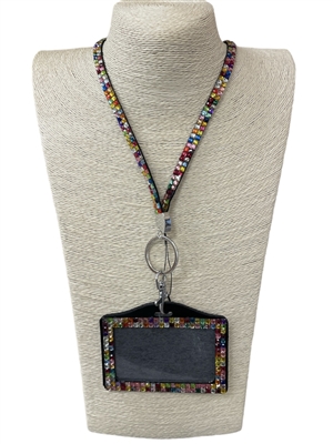 HL30MC  MULTI COLOR  BLING LANYARD ID HOLDER