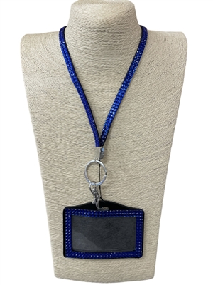 HL30RB  ROYAL BLUE BLING LANYARD ID HOLDER