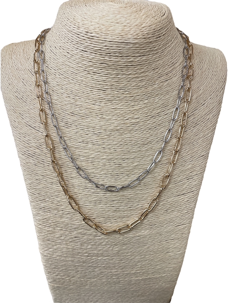 HN4736 CHAIN  2 LAYER SHORT NECKLACE