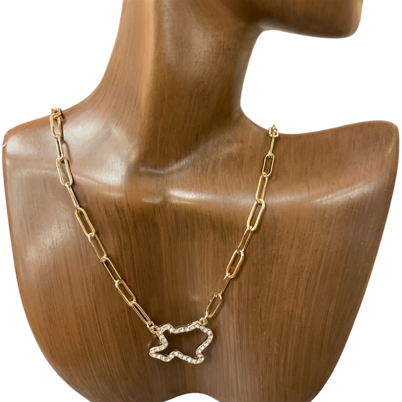 HN4765 TEXAS RHINESTONE SHORT CHAIN NECKLACE