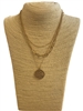 HN4798 3 PC CHAIN LINK HAMMERED CIRCLE NECKLACE