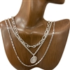 HN4828 HAMMERED CIRCLE 3PCS SET NECKLACE