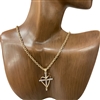 HN4838 CROSS HEART  TWO TONE SHORT NECKLACE