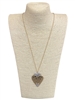 HN4852 HAMMERED TWO TONE HEART LONG NECKLACE