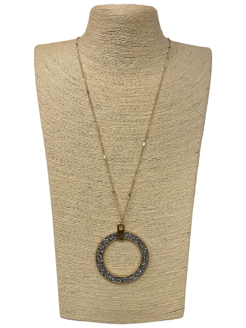 HN4854 CHAIN NECKLACE WITH SILVER CIRCLE PENDANT