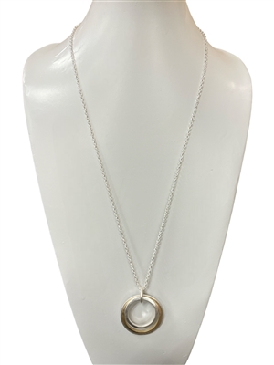 QN4324 HAMMERED DOUBLE CIRCLE  LONG NECKLACE