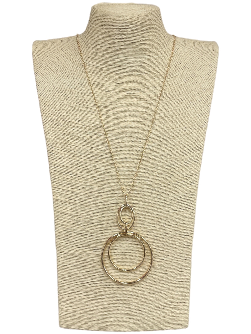 HN4911S  DOUBLE CIRCLE LONG NECKLACE