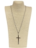 HN5040 HAMMERED CROSS LONG NECKLACE